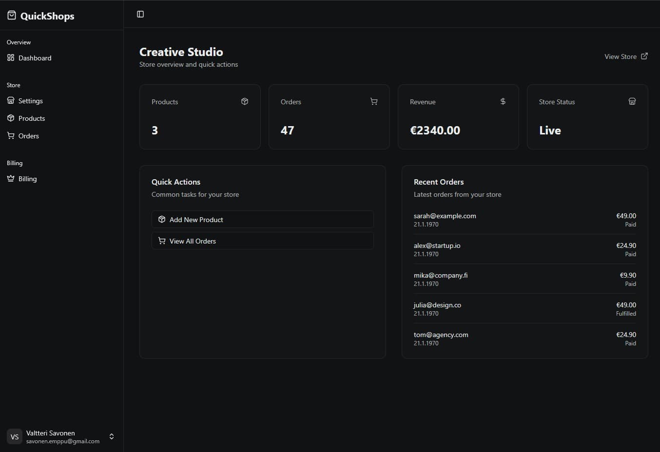 Dashboard preview